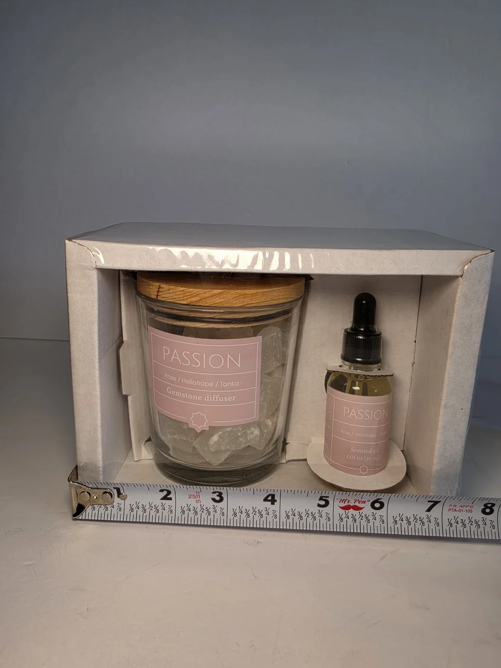 NWT F&F Gemstone Salt Rock Diffuser & Scented Essential Oil Pink Passion Scent